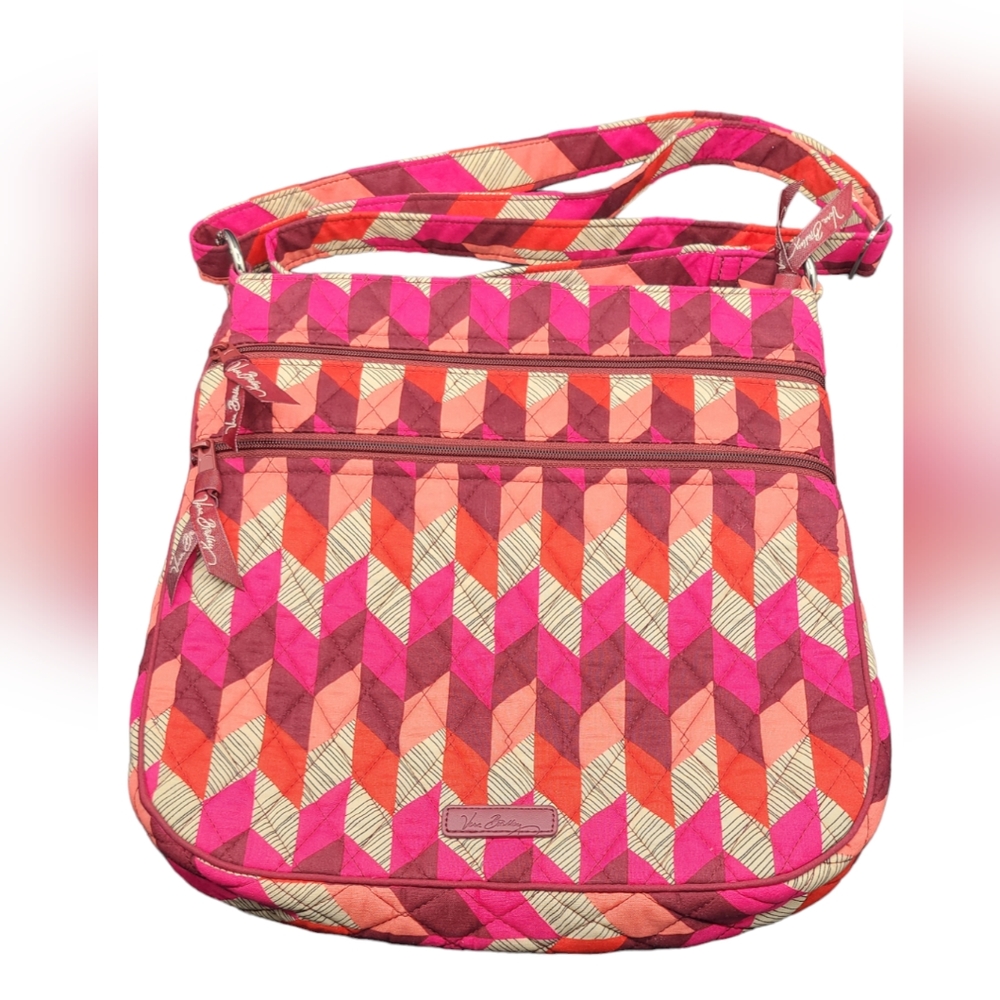 Vera Bradley mail/messenger double zip pocket bag, bohemian chevron